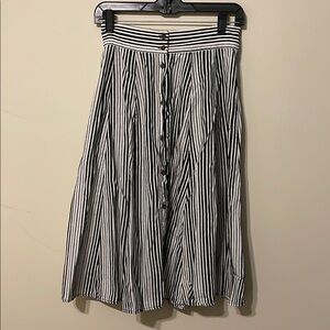 Striped Black and White Button-Down Skirt